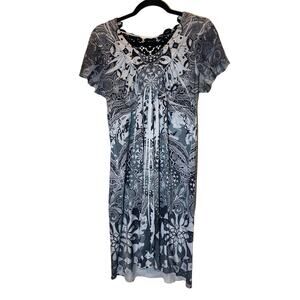 World Wear Unity Woman's Sheath Y2K Gray and White Dress Size Large